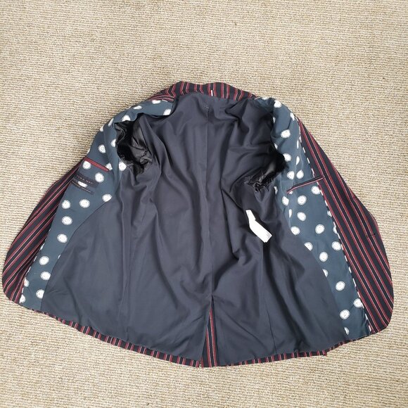 Zara Man Burgundy Striped Boating Jacket 42R - Picture 5 of 10